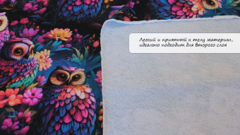 Футер 2х нитка петля - Принт "Совы" (мультиколор, хлопок 80% (компакт пенье), полиэстер 20%, ширина - 180см