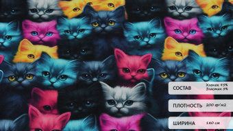 Кулирная гладь принт котята хлопок 95%